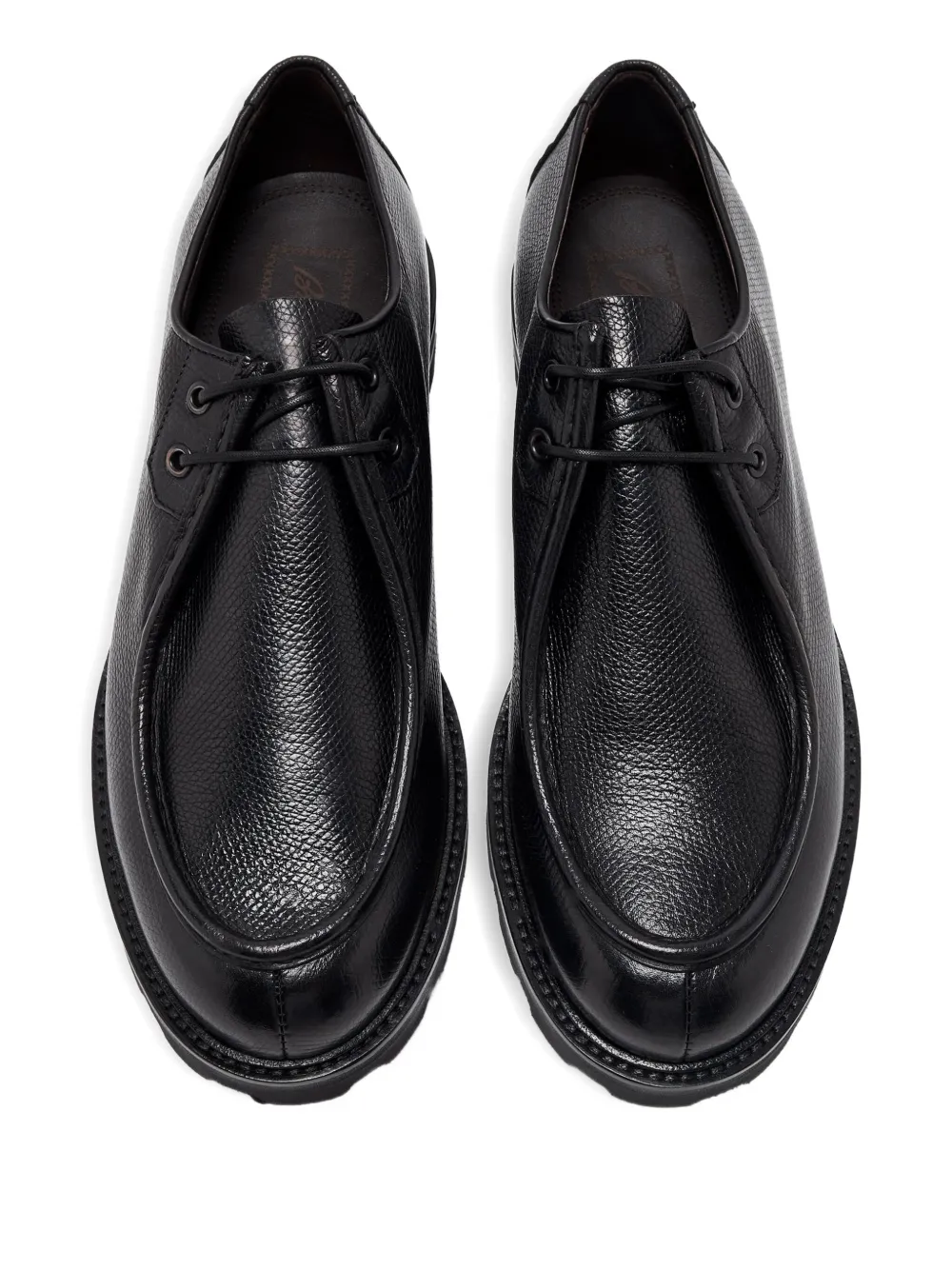 Brioni Textured-leather Derby Shoes In Black