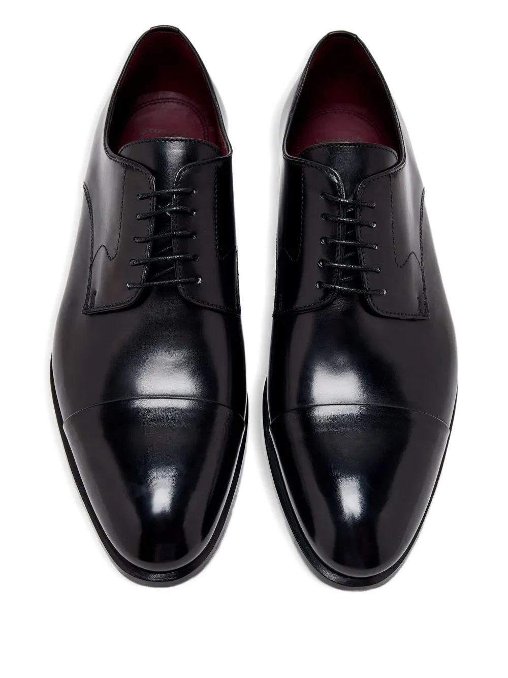 Brioni leather cap-toe derby shoes Black