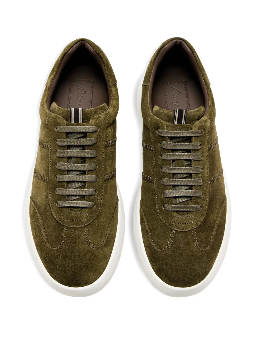 Brioni Suede Panelled Sneakers In Green