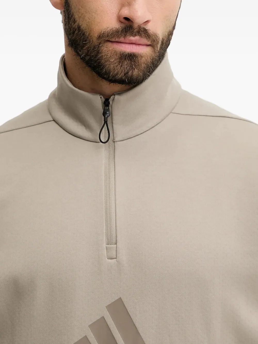adidas Sweater met halve rits en buidelzak Beige