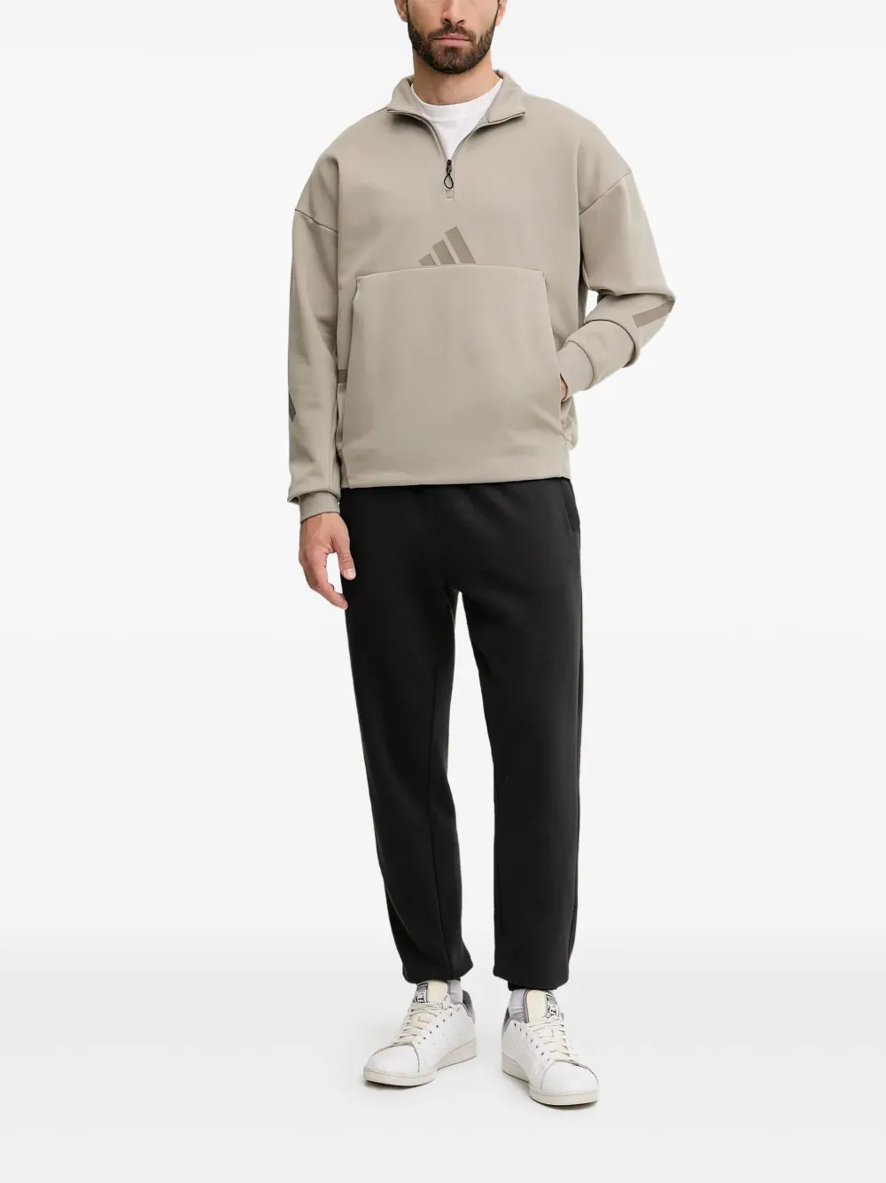 adidas kangaroo-pocket half-zip sweatshirt | Neutrals | Image 1
