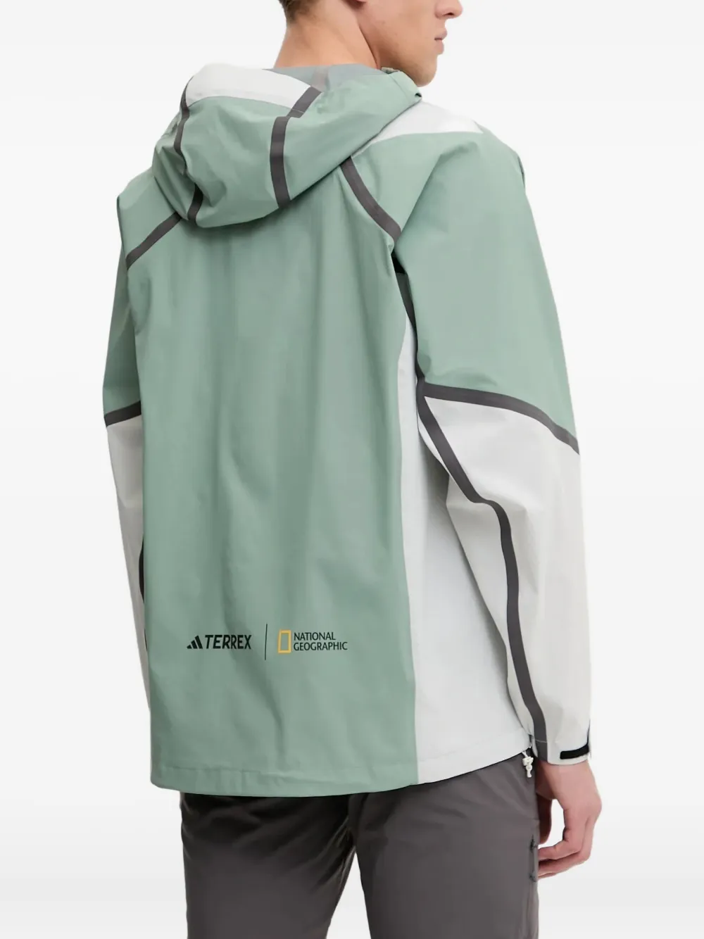 adidas x National Geographic Rain.Rdy hooded panelled jacket Groen