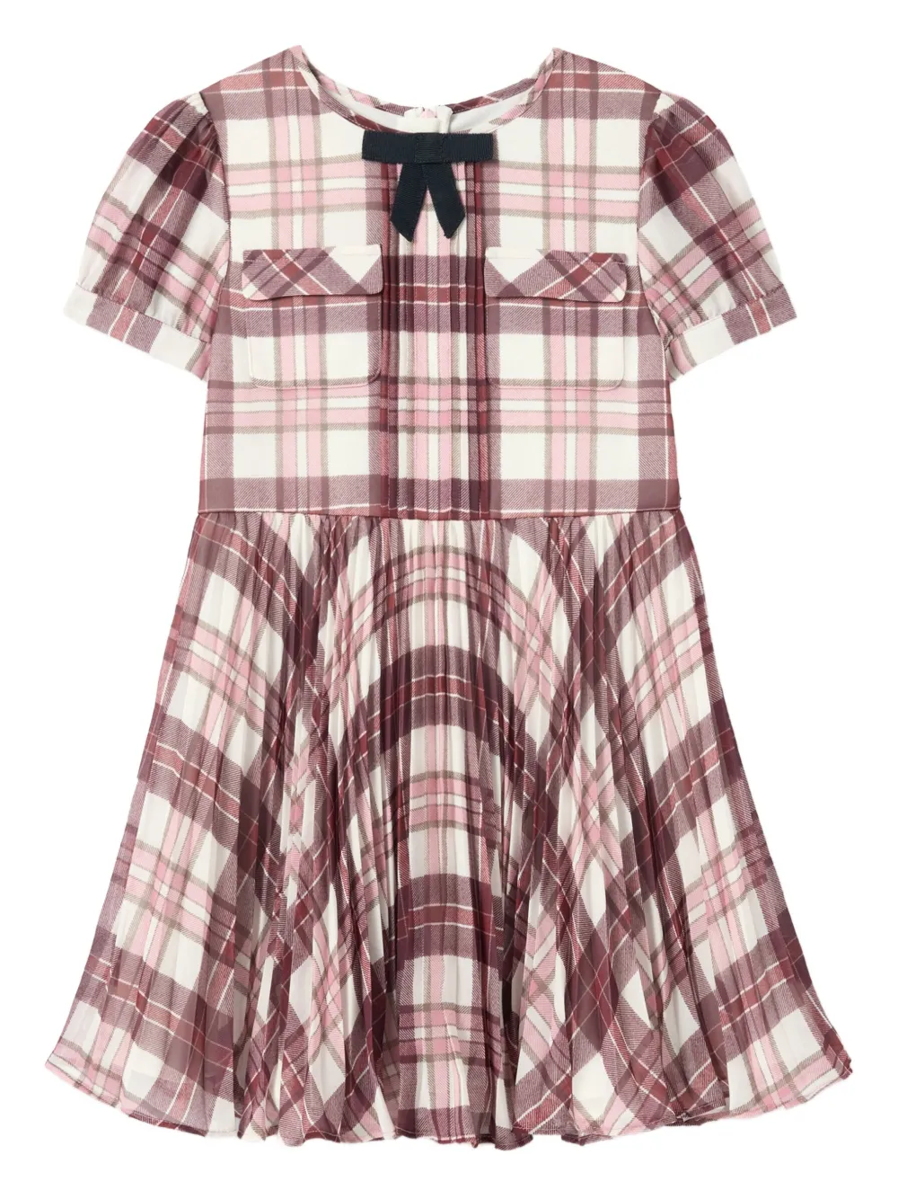 Self-Portrait Kids Geruite jurk met korte mouwen Rood