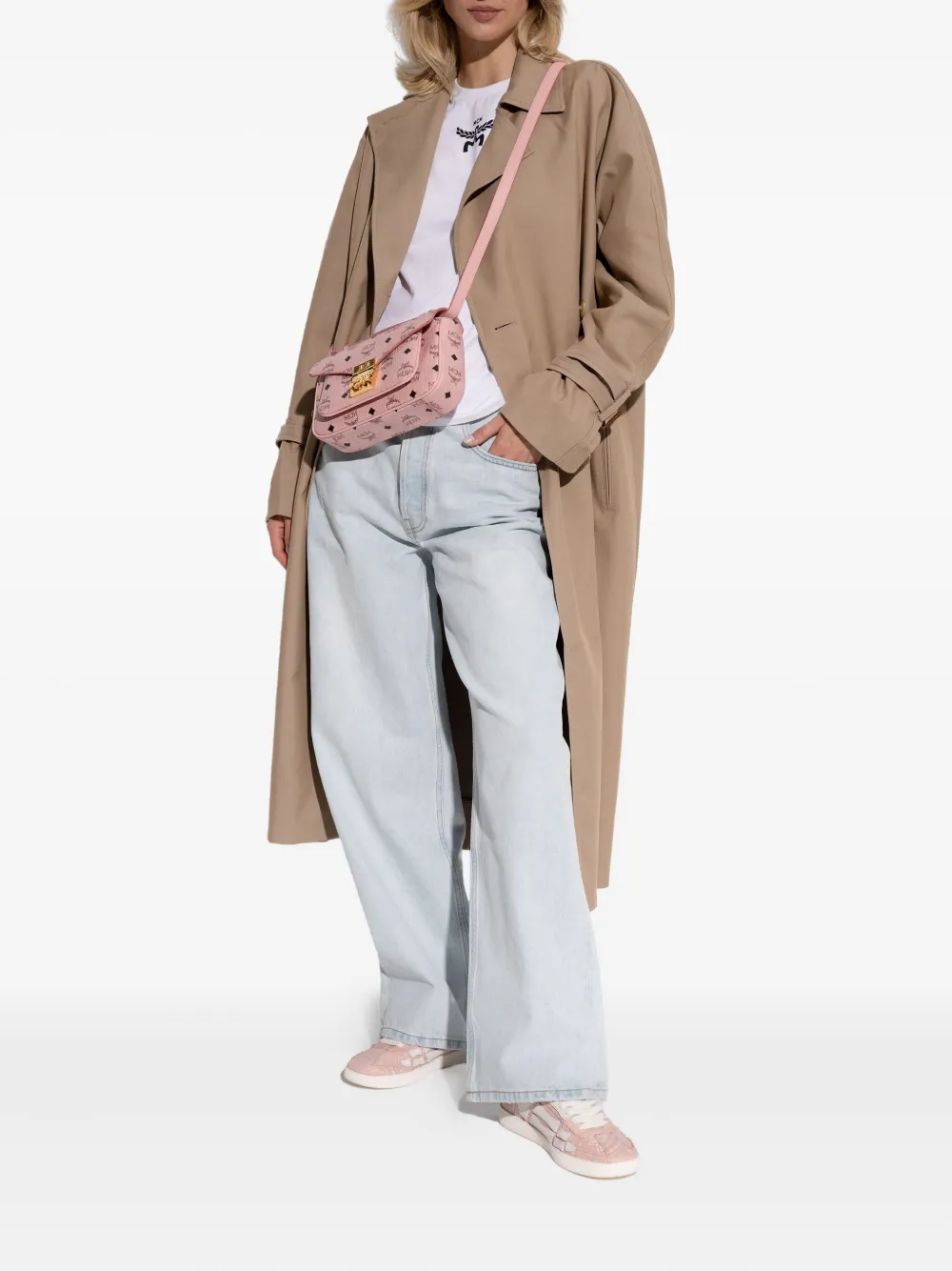 AMIRI monogram-embossed lace-up sneakers Pink