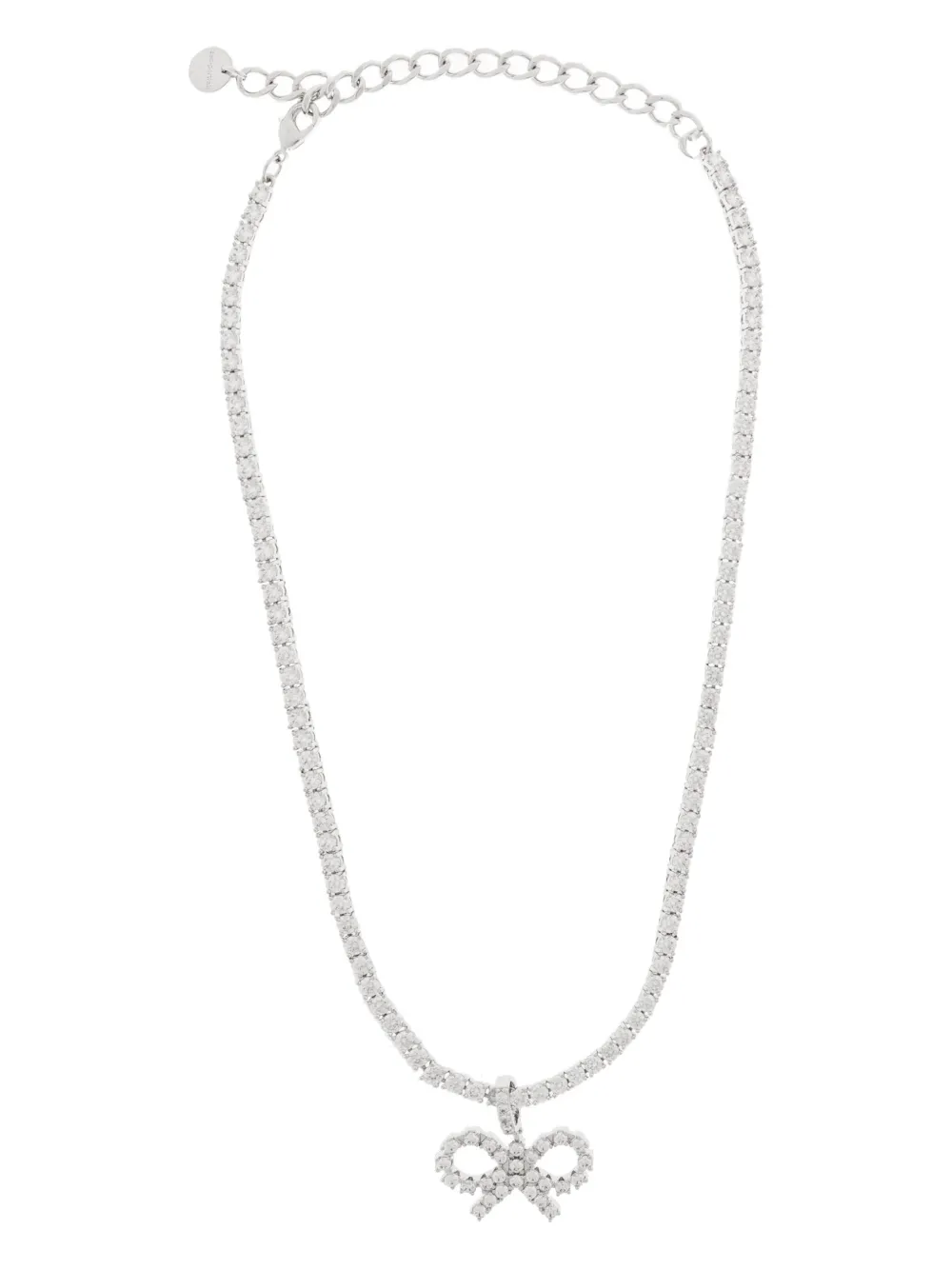 Self-Portrait bow-motif tennis necklace - Argento