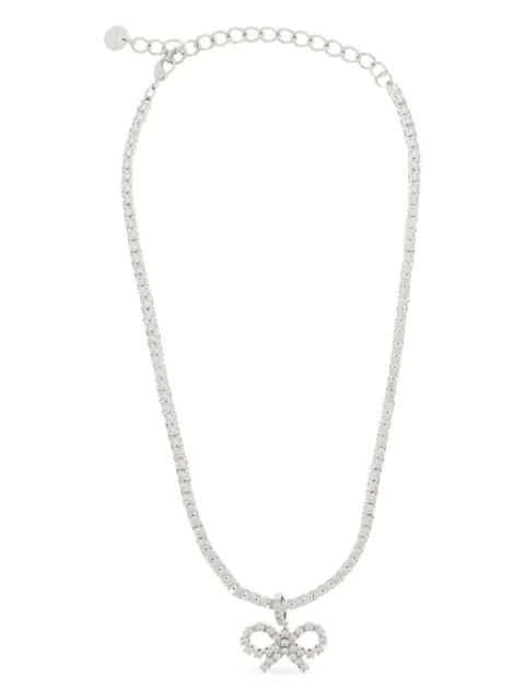 Self-Portrait bow-motif tennis necklace