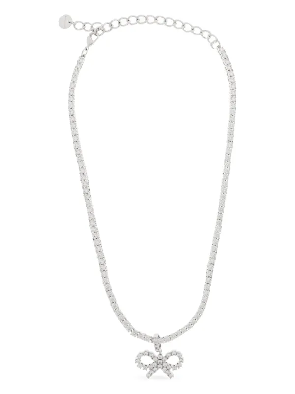 Self-Portrait Bow-motif Tennis Necklace in Silver