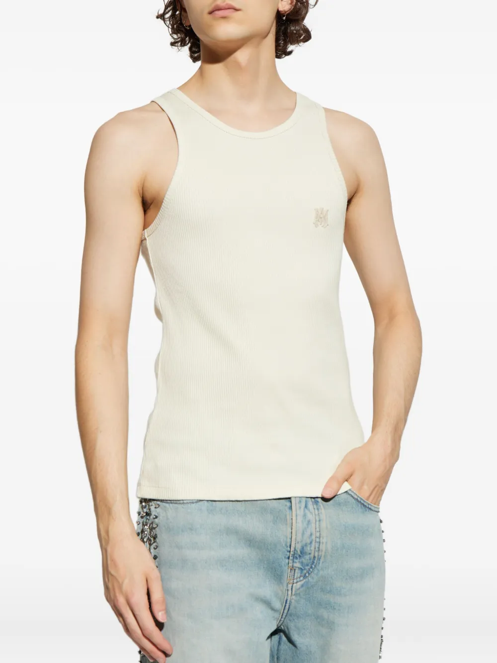 AMIRI Geribbelde top Beige