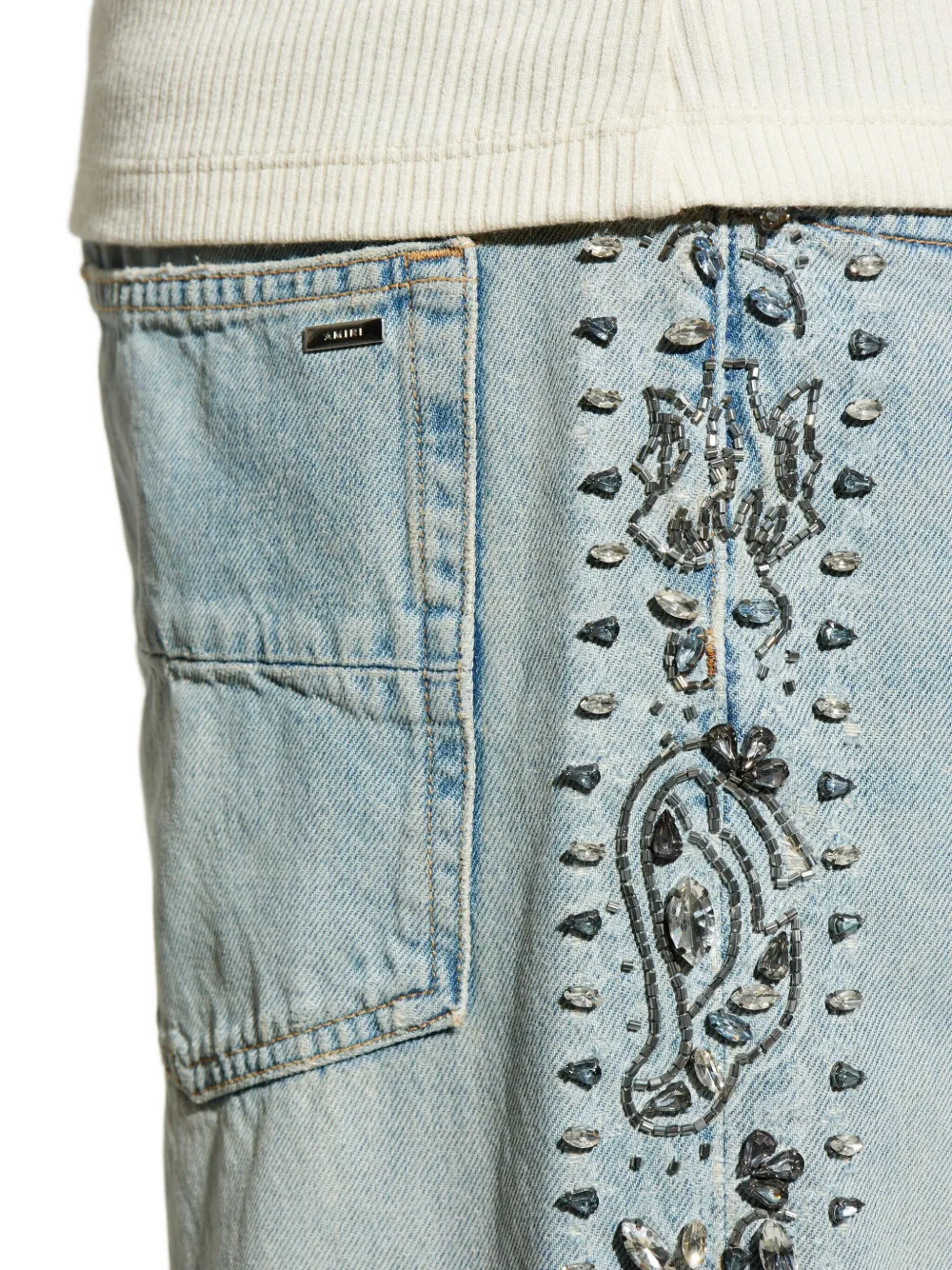 AMIRI Jeans verfraaid met kristallen Blauw