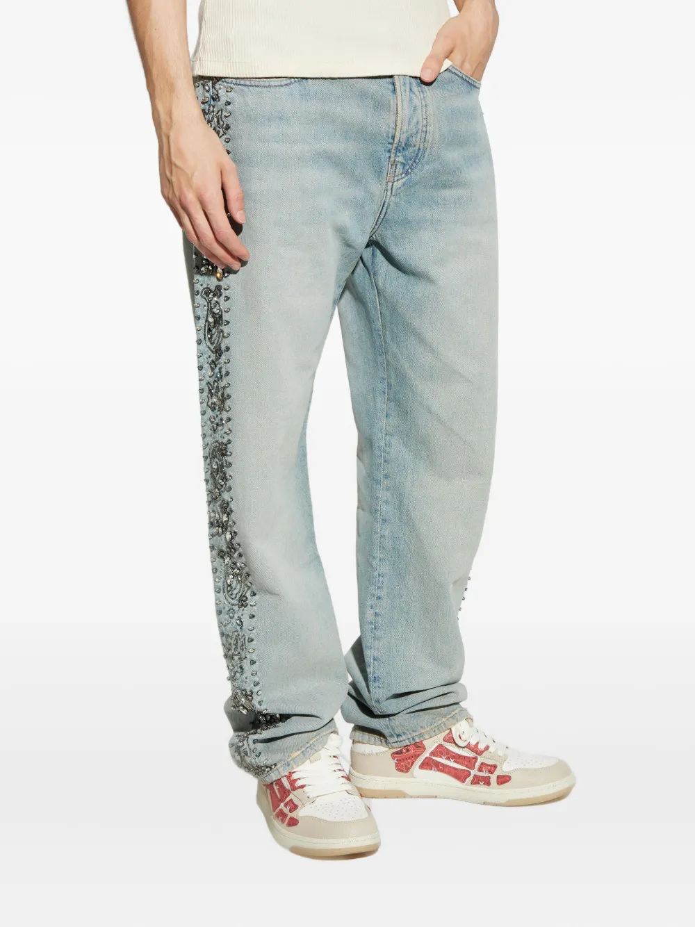 AMIRI Jeans verfraaid met kristallen Blauw