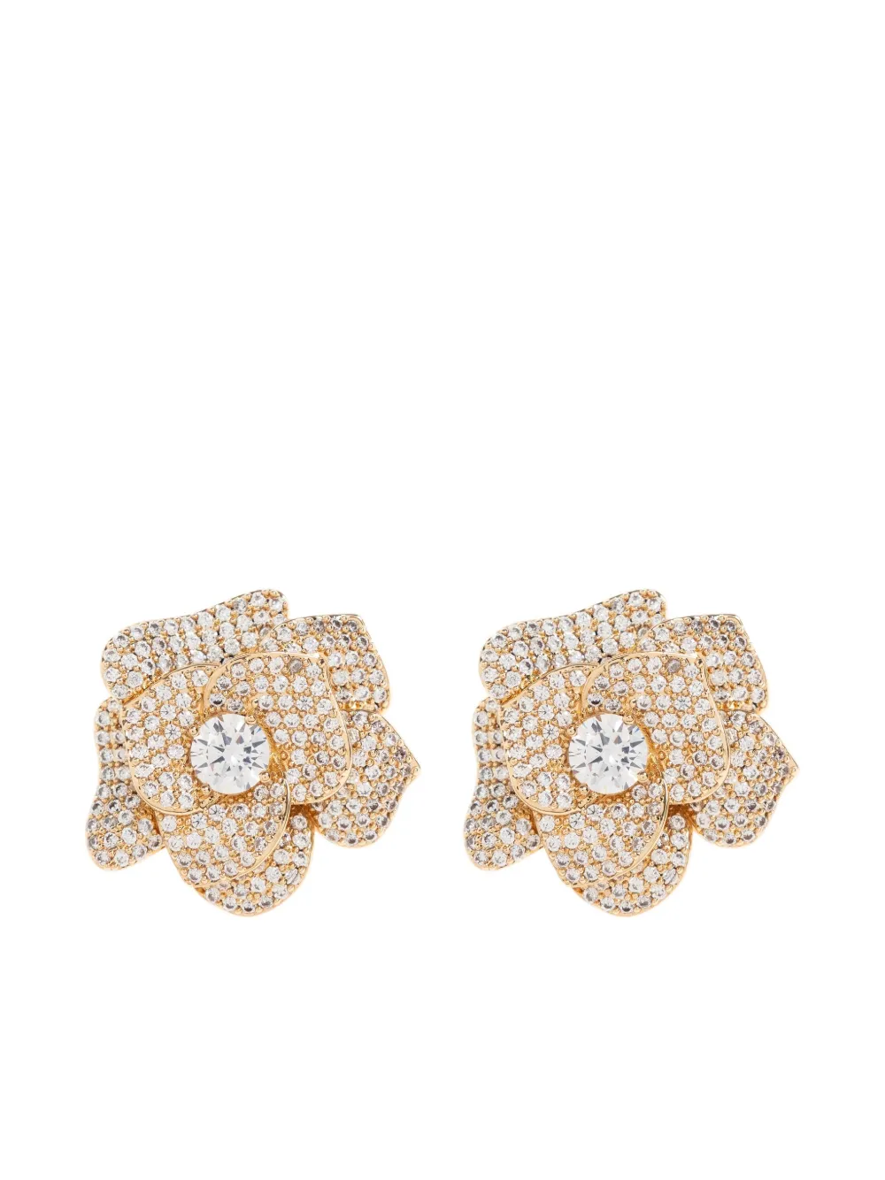 Self-Portrait aretes en forma de flor con apliques de cristal | dorado | Image 1