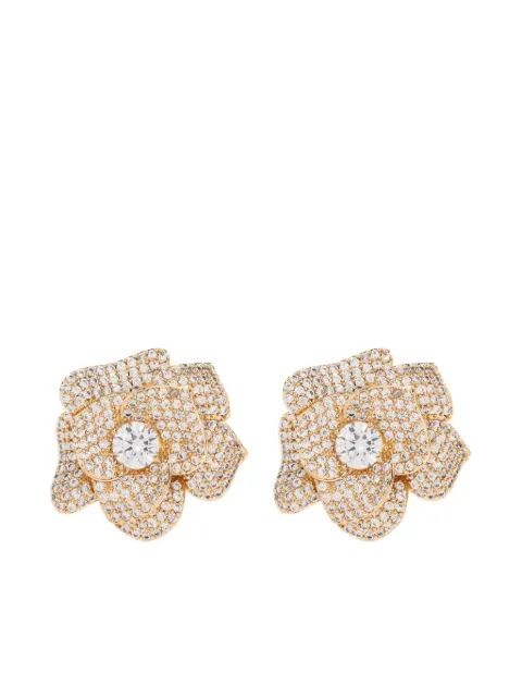 Self-Portrait floral crystal-embellished earrings