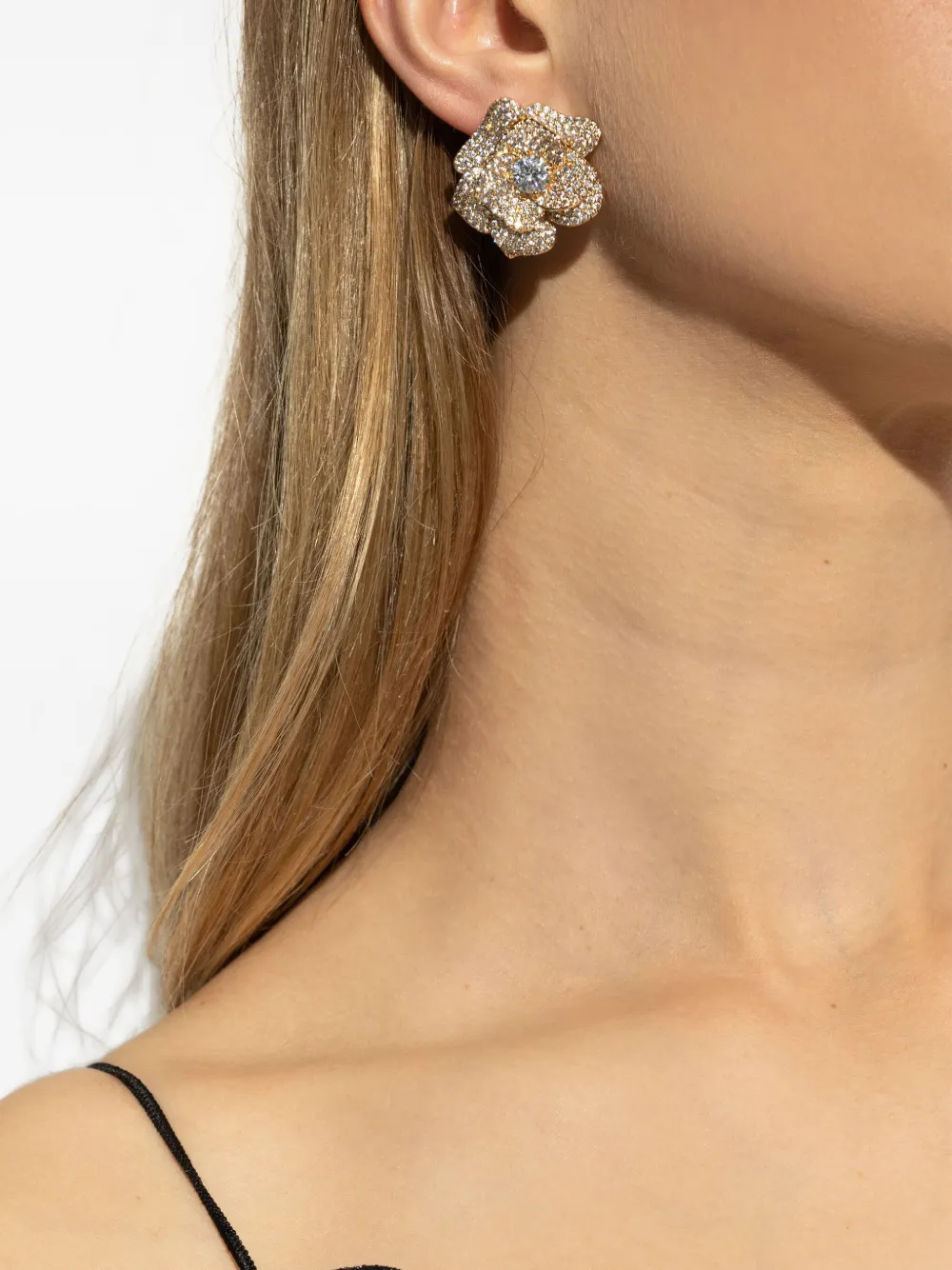 Self-Portrait floral crystal-embellished earrings - Goud