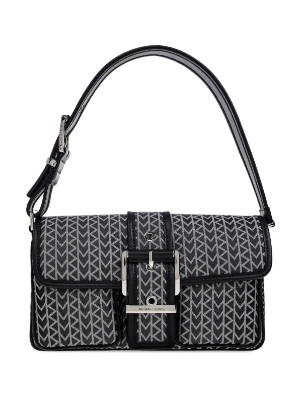 Michael Kors Black and Gray Patterned Bag Michael Kors Mercer Medium Crossbody Bag, Two-Tone Logo  main image 3