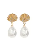 Self-Portrait shell-shaped faux pearl-drop earrings - Gold