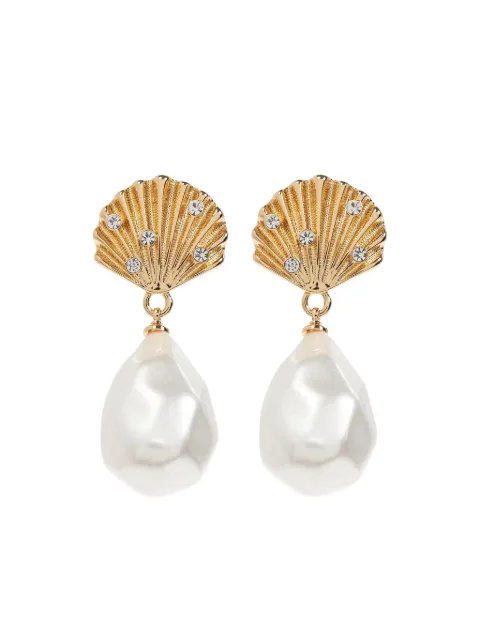 Self-Portrait aretes en forma de concha de mar con perla artificial