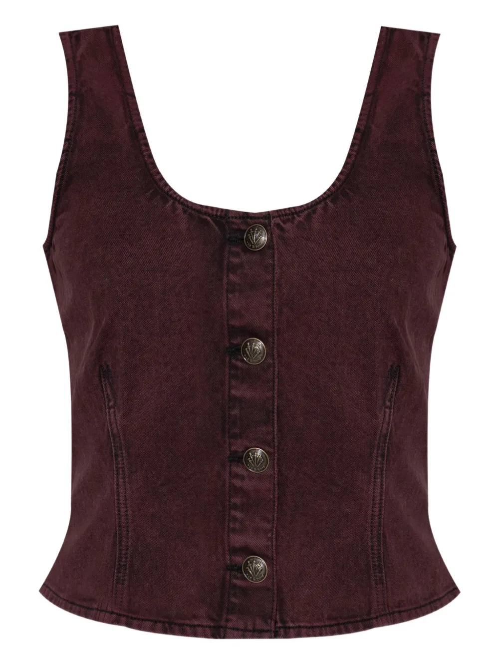rag & bone denim button-front top | Red | Image 1