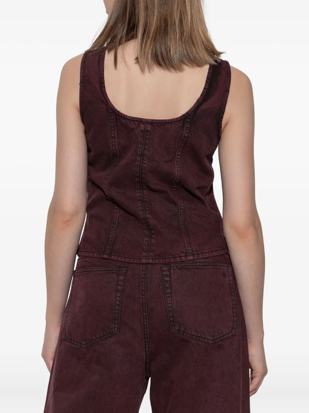 rag & bone Denim top met knopen Rood