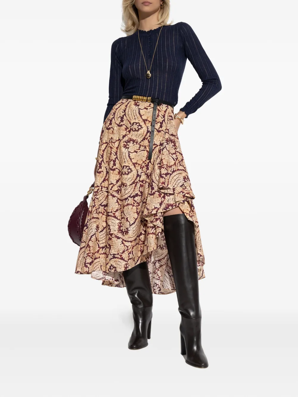 Ulla Johnson floral-print asymmetric skirt - Beige