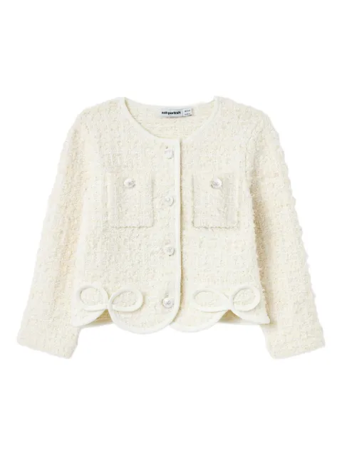 Self-Portrait Kids bow-detail textured cardigan