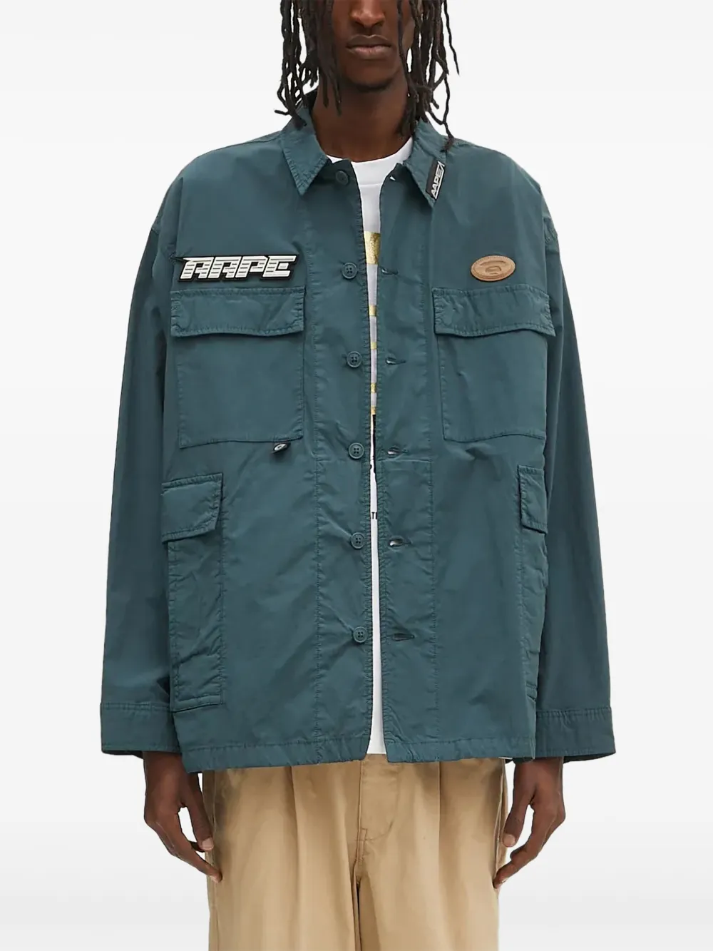 AAPE BY *A BATHING APE® cargo-pocket overshirt | Green | Image 1