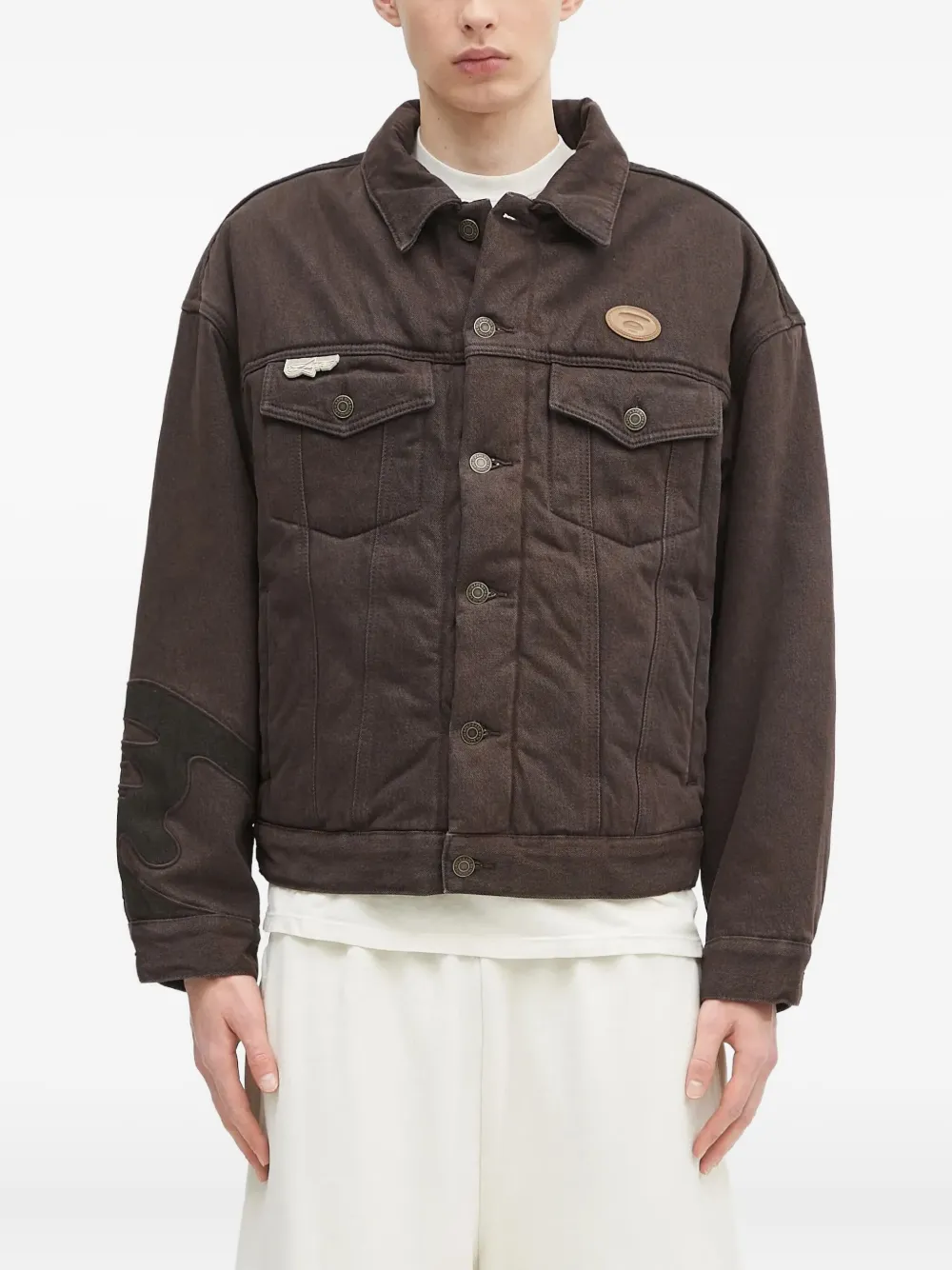 AAPE BY *A BATHING APE® appliqué-detail denim jacket - Marrone