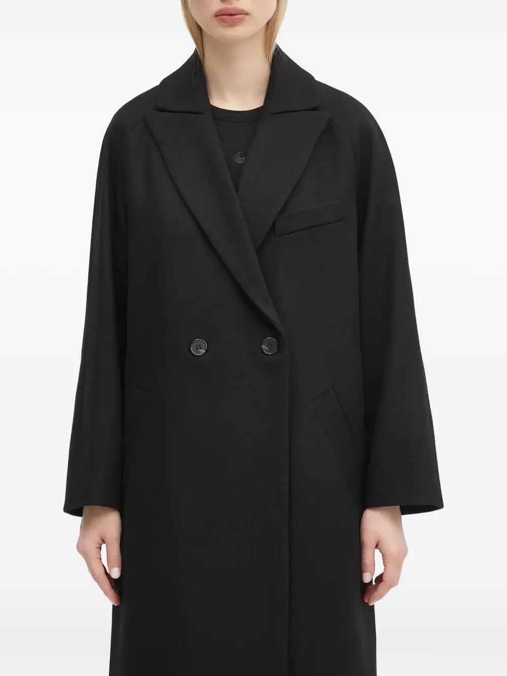A.P.C. Wollen jas met dubbele rij knopen Zwart