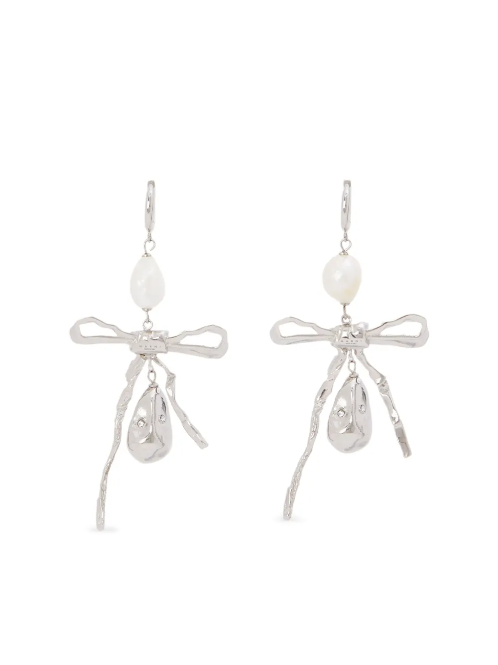 Marni pearl-drop bow earrings - Goud