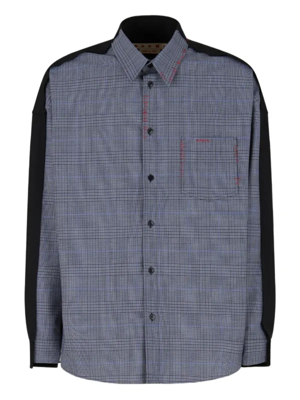 Marni check-patterned long-sleeve Shirt | Grey | FARFETCH AZ