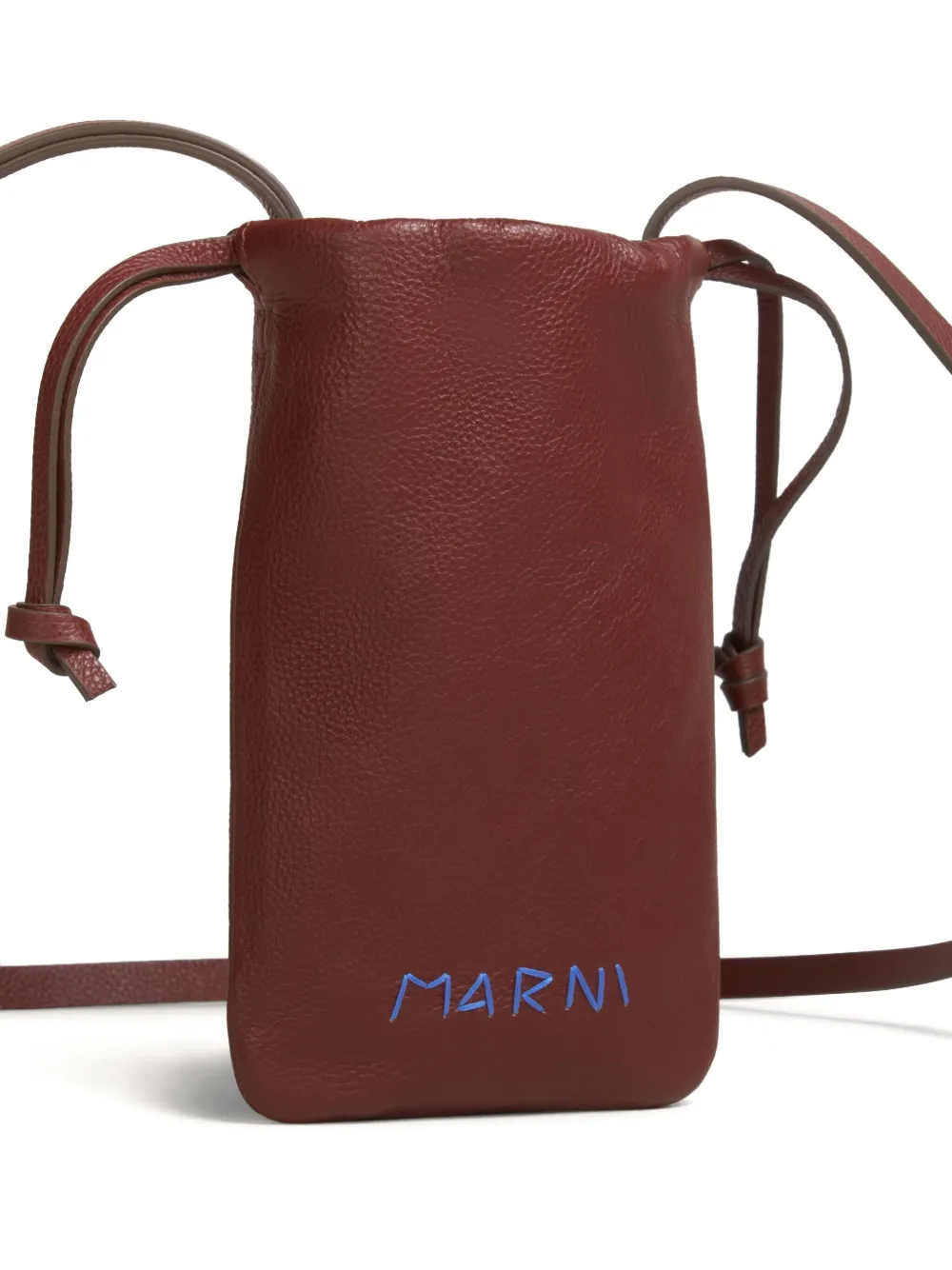 Marni Leren portemonnee met trekkoord Rood