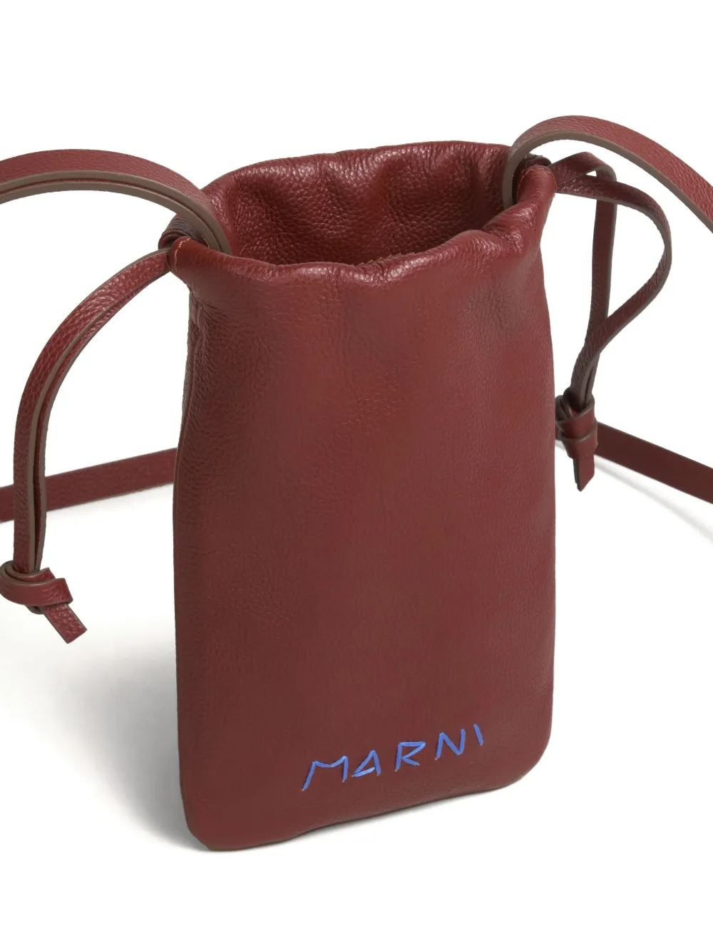 Marni Leren portemonnee met trekkoord Rood