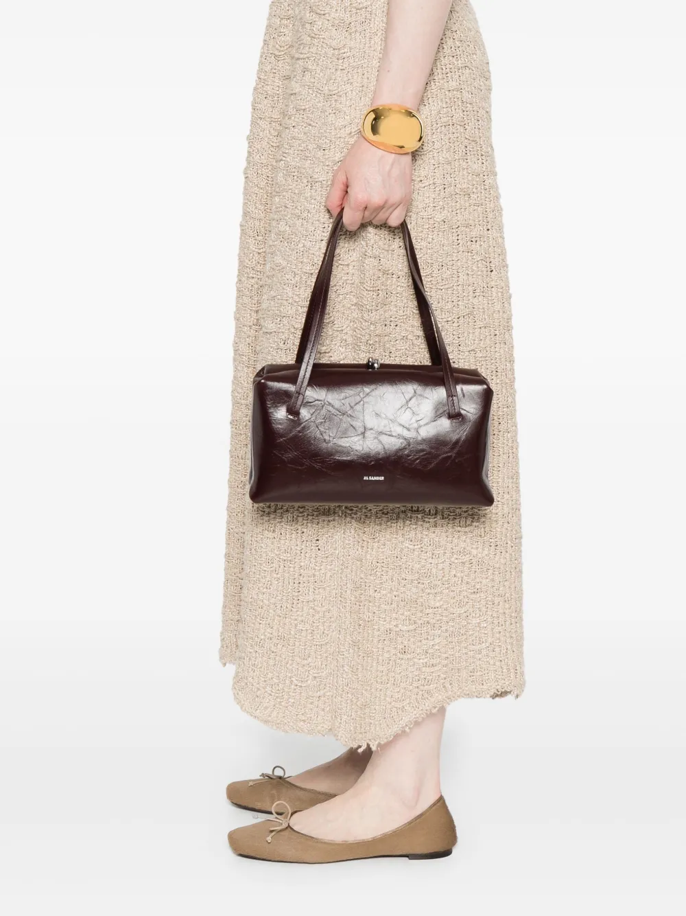 Jil Sander small Goji leather shoulder bag - Rood
