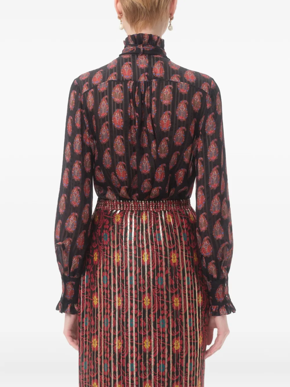 Valentino Garavani Blouse met vlinderstrik en print Zwart