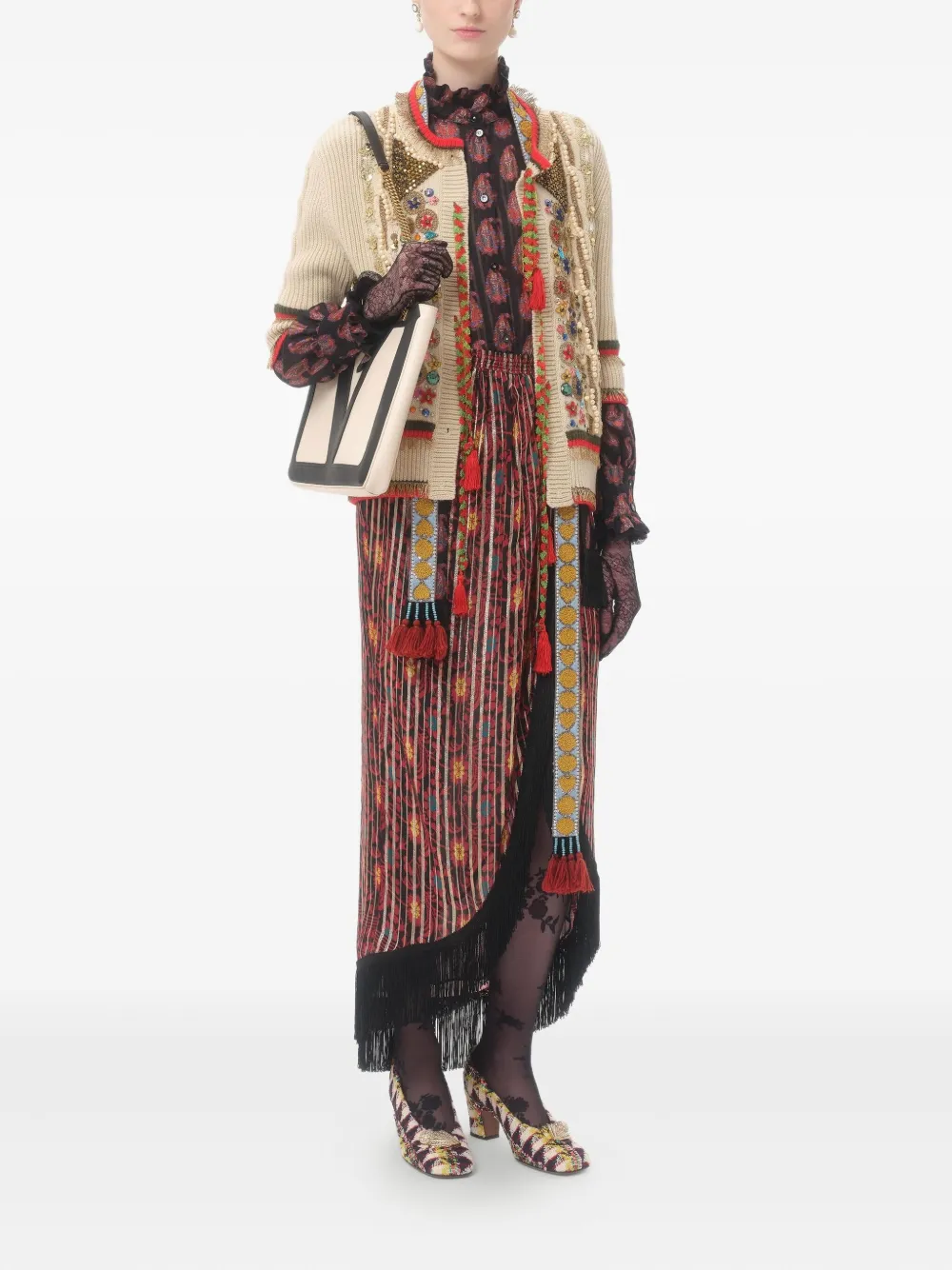 Valentino Garavani Blouse met vlinderstrik en print Zwart
