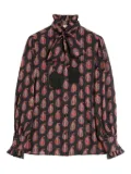 Valentino Garavani bow-tie printed blouse - Black