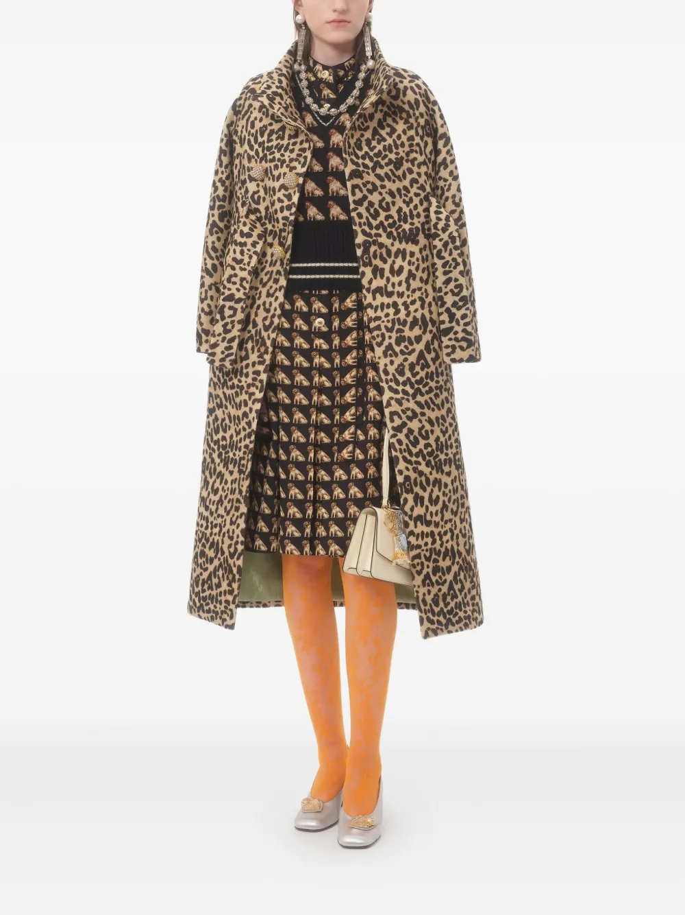 Valentino Garavani Midi-jurk met hondenprint en ceintuur - Zwart