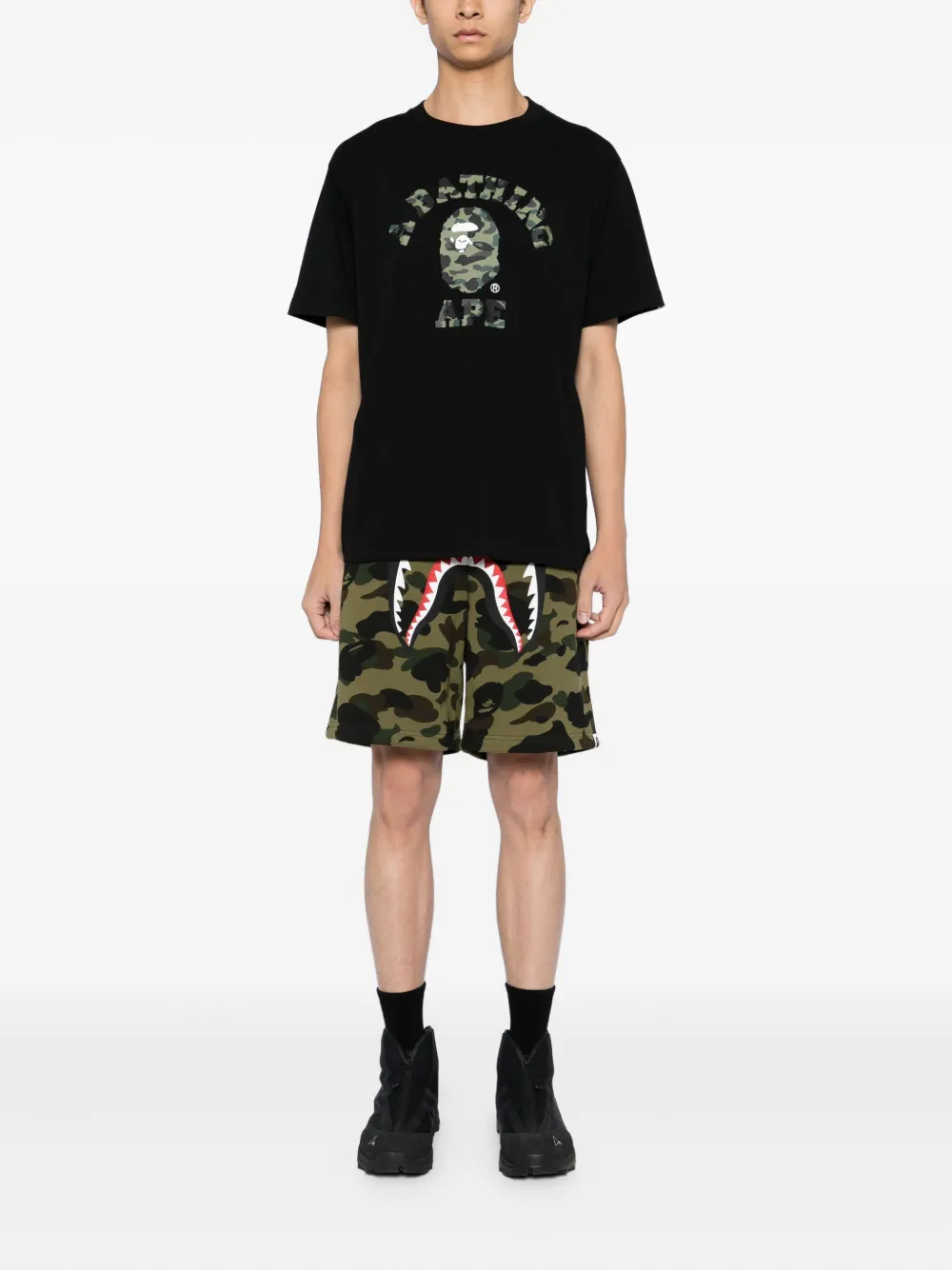 A BATHING APE 1st Camo Shark trainingsshorts Groen