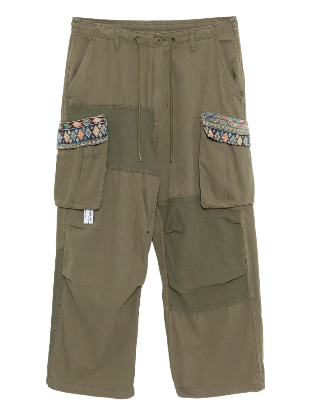 Musium Div. Cargo broek met patchwork Groen