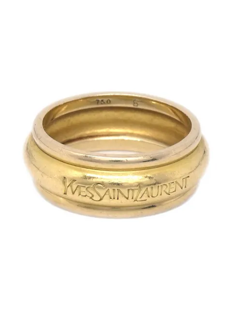 Saint Laurent Pre-Owned 1990-2000s 18K yellow gold engraved-logo ring