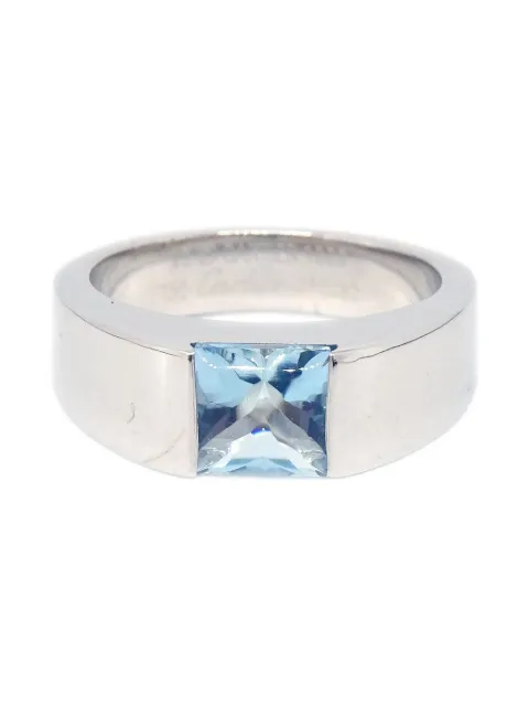 Cartier 1999 18K white gold Tank aquamarine ring
