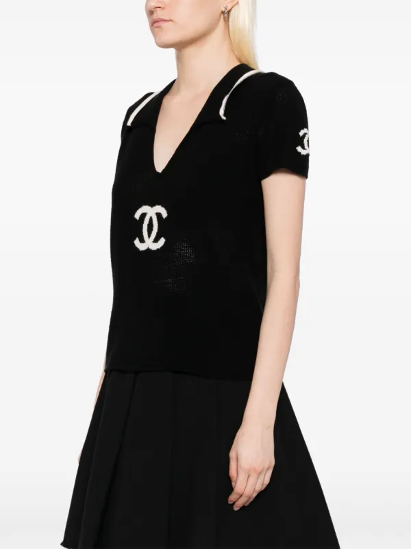 CHANEL トップス Short-sleeved top - Cashmere & silk, gray — Fashion | CHANEL