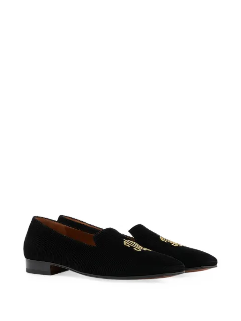Ferragamo embroidered suede loafers