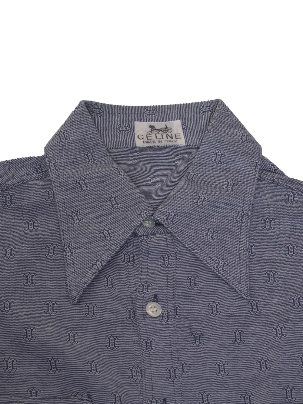 Pre-owned Celine Macadam-pattern Chest-pocket Shirt In Blue