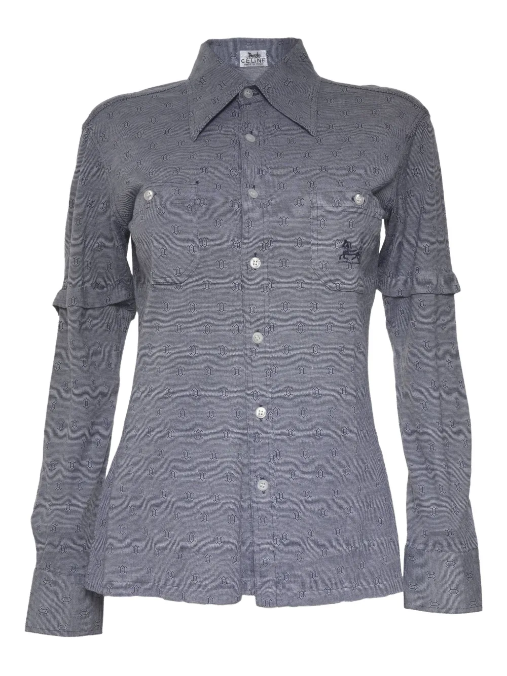 Celine Pre-Owned Macadam-pattern chest-pocket shirt | Blue | Image 1