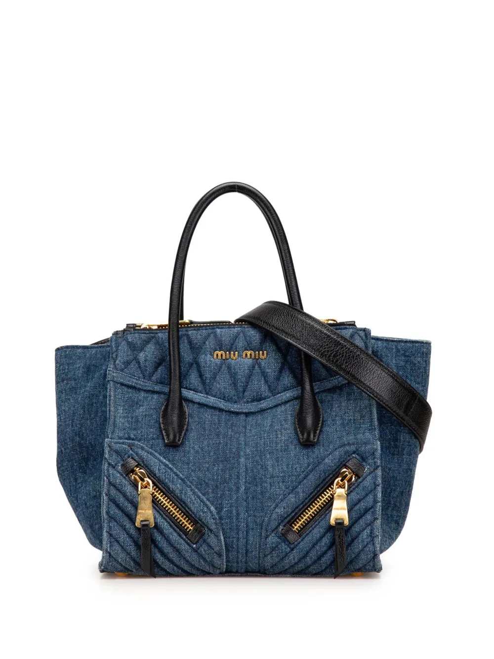 Miu Miu Pre-Owned 2010-2024 Small Matelasse Denim Biker satchel | azul | Image 1
