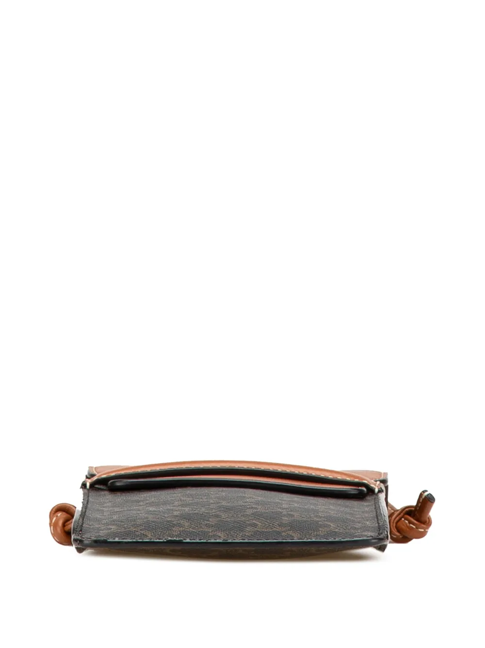 Pre-owned Celine 2021 Triomphe Coated Canvas Phone Pouch Flap Crossbody Bag In Brown