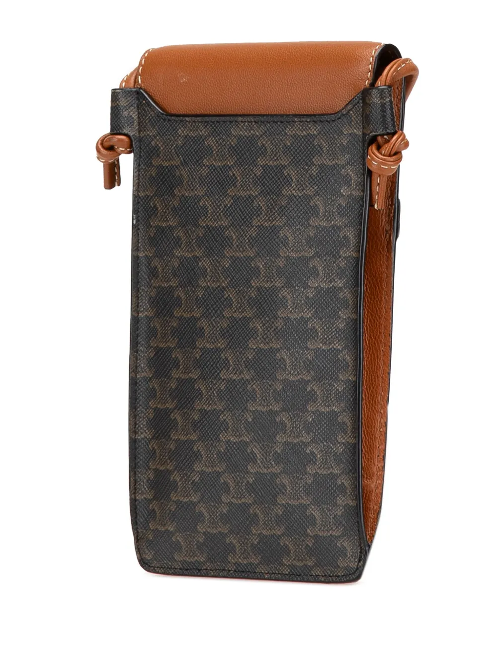 Pre-owned Celine 2021 Triomphe Coated Canvas Phone Pouch Flap Crossbody Bag In Brown
