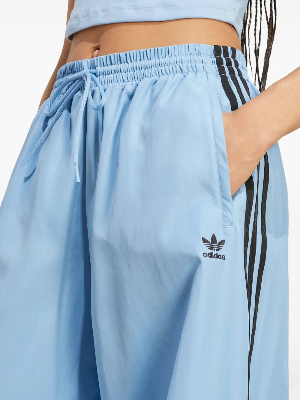 adidas 3-stripes wide-leg trousers Blauw