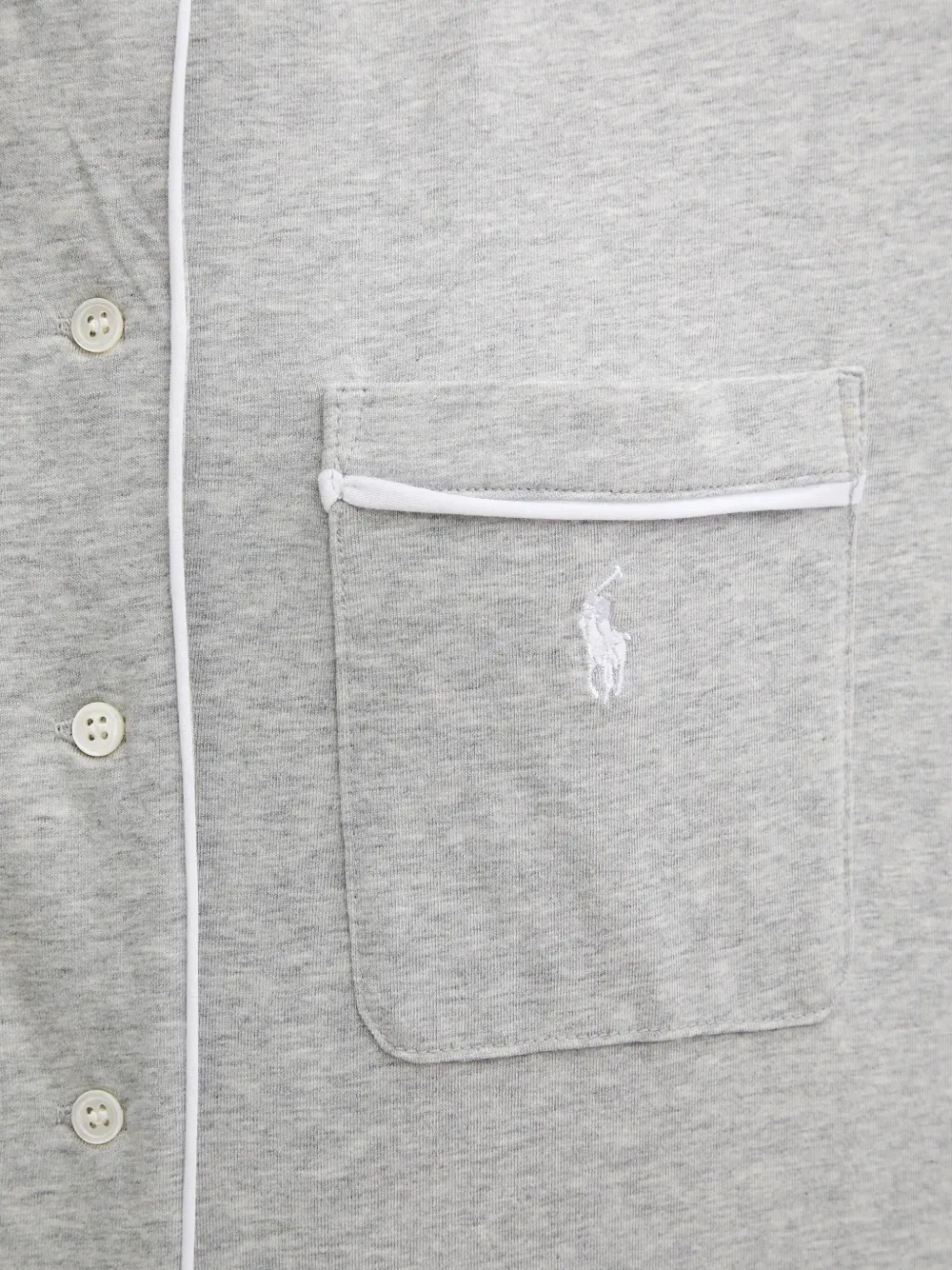 Polo Ralph Lauren Button-front Piped-trim Pajamas In Gray