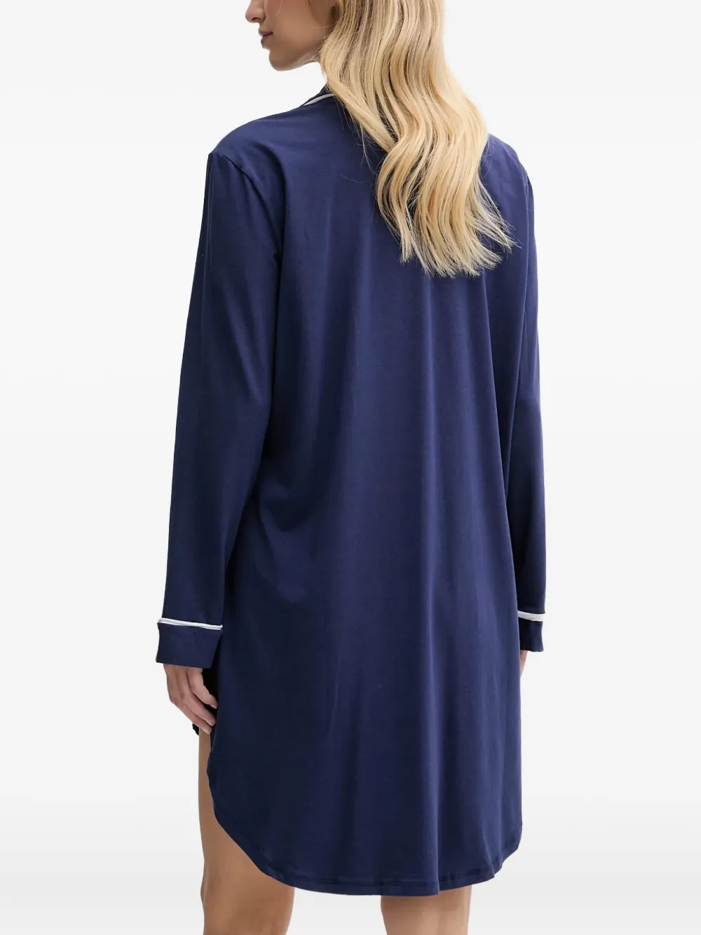 Polo Ralph Lauren Buttoned Chest-pocket Nightdress In Blue